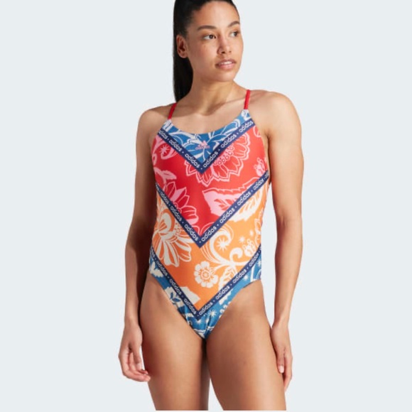 adidas x FARM RIO Swimsuit - Vivid Red/Bliss Pink - NWT - Picture 1 of 6